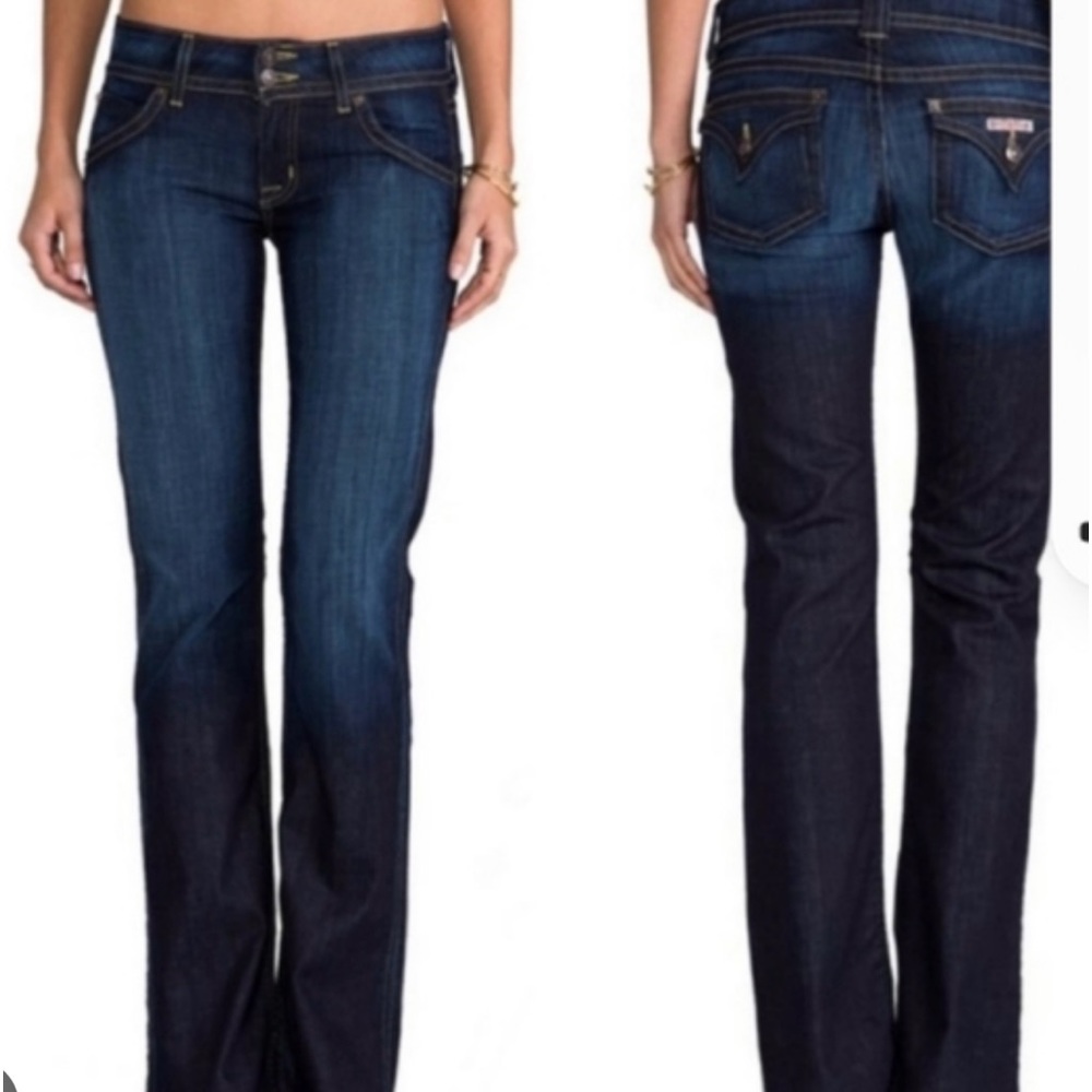 Size 25 Hudson low rise dark wash slight flare leg jeans